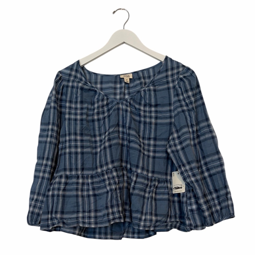a.n.a Plaid Peplum Top, Medium